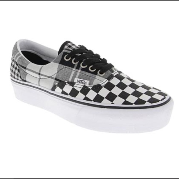 vans era plaid black